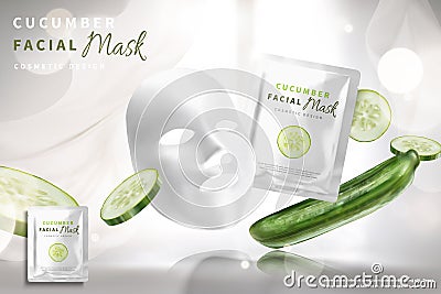 Cucumber facial mask ads Vector Illustration