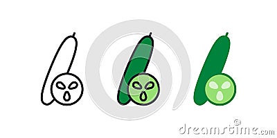 Cucumber icon. Linear color icon, contour, shape, outline isolated on white. Thin line. Modern design. Vector set Vector Illustration