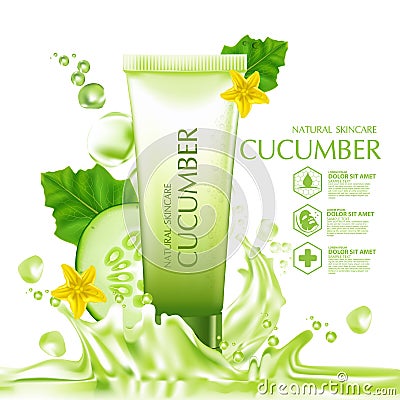 Cucumber Natural Moisture Skin Care Cosmetic vector illustration Vector Illustration