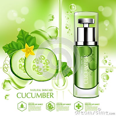 Cucumber Natural Moisture Skin Care Cosmetic vector illustration Vector Illustration