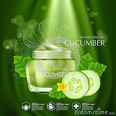 Cucumber Natural Moisture Skin Care Cosmetic vector illustration Vector Illustration