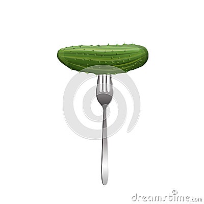 Cucumber pickled on a fork, realistic vector Vector Illustration