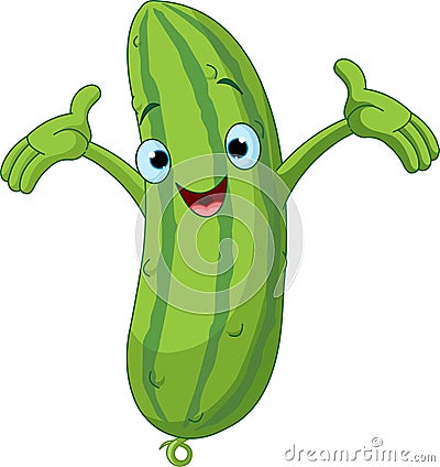 Cucumber Presenting Something Vector Illustration