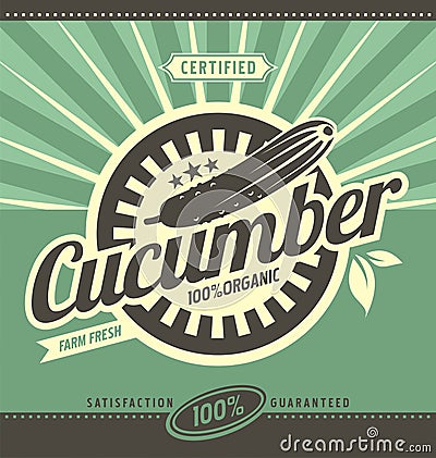 Cucumber retro ad concept Vector Illustration