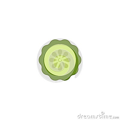 Cucumber slice vector icon symbol isolated on white background Vector Illustration