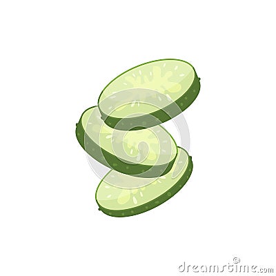 Cucumber Slices Flat Composition Vector Illustration