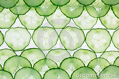 Cucumber slices. Pattern. Food background. Macro. Stock Photo