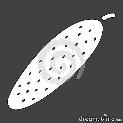 Cucumber solid icon, vegetable and diet Vector Illustration