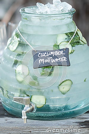 Cucumber water jar Stock Photo