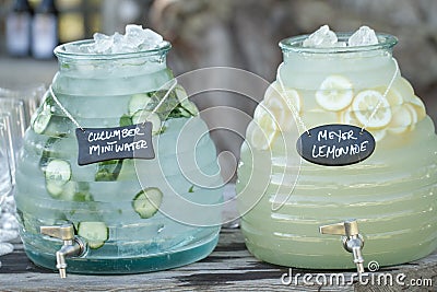 Cucumber water and lemonade Stock Photo