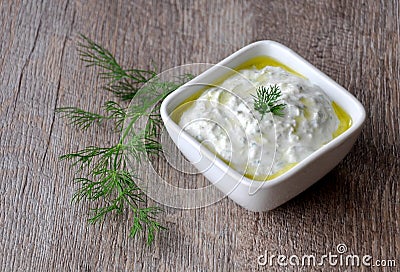 Cucumber yoghurt dip Stock Photo