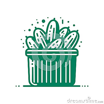 Cucumbers in Container - Vector Flat Minimalistic Icon Vector Illustration