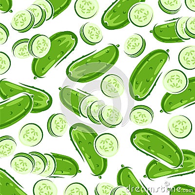 Cucumbers pattern background set. Collection icon cucumber. Vector Vector Illustration