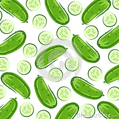 Cucumbers pattern background set. Collection icon cucumber. Vector Cartoon Illustration