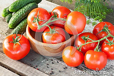 Cucumbers and tomatoes Stock Photo