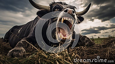 cud cow chewing Cartoon Illustration