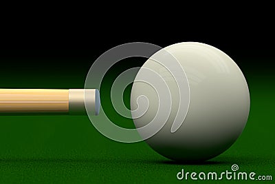 Cue Aiming Cue Ball or White Ball, 3D Rendering Stock Photo