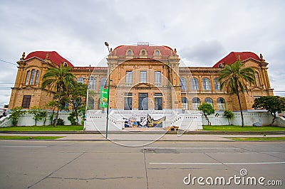 Cuenca, Ecuador - April 22, 2015: Colegio Benigno building as seen from outside view, very solid and typical european architecture Editorial Stock Photo