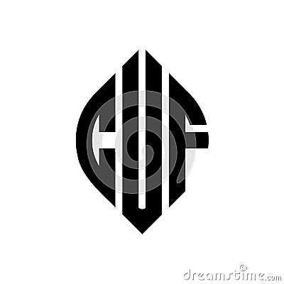CUF circle letter logo design with circle and ellipse shape. CUF ellipse letters with typographic style. The three initials form a Vector Illustration