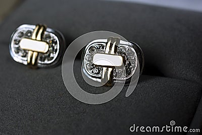 Cuff links in a box Stock Photo