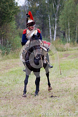 Cuirassier at Borodino battle historical reenactment in Russia Editorial Stock Photo