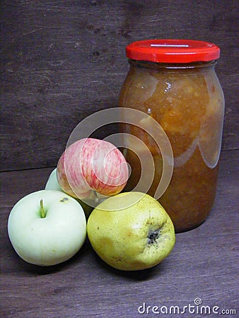 Cuisine of Belarus: jam of apple Stock Photo