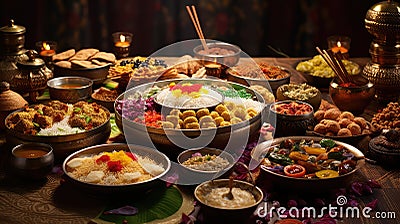 cuisine meal indian food festive Cartoon Illustration