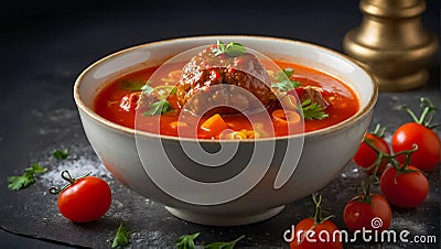 cuisine meatball soup, traditional Italian cuisine Stock Photo