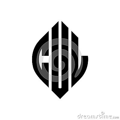 CUL circle letter logo design with circle and ellipse shape. CUL ellipse letters with typographic style. The three initials form a Vector Illustration