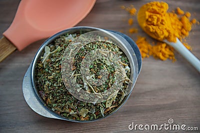 Culinary condiment based on ground oregano Stock Photo