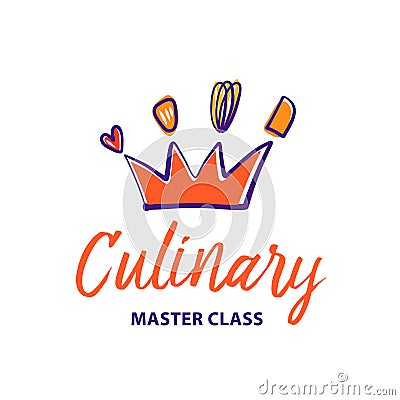Culinary cooking logo. Freehand drawn badge design. Template gou Stock Photo