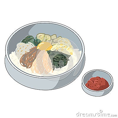 Culinary Delight: Asian Vegetable and Egg Fried Rice on white background Vector Illustration