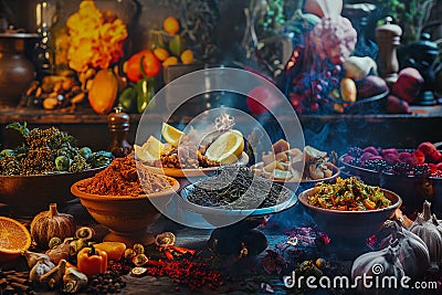 Culinary Delights Collage, AI generated Stock Photo