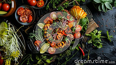 Culinary delights showcased through delicious food photography. Stock Photo