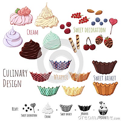 Culinary design sweet buskets Vector Illustration