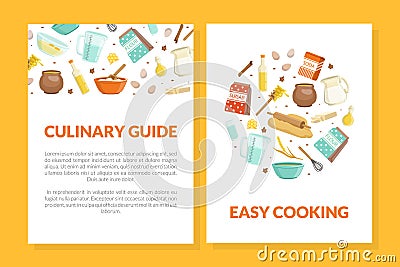 Culinary Guide, Easy Cooking Card Template with Space for Text, Cooking Recipe, Homemade Food Website Cartoon Vector Vector Illustration