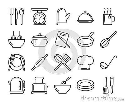 20 Culinary icons. Kitchen and Cooking line icon set. Vector illustration. Vector Illustration