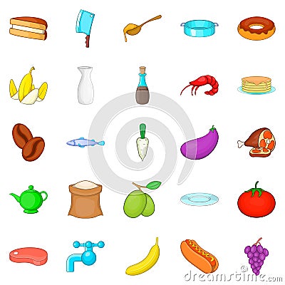 Culinary icons set, cartoon style Vector Illustration