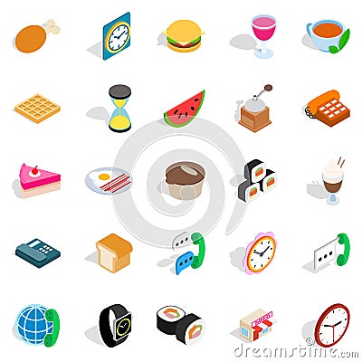 Culinary icons set, isometric style Vector Illustration