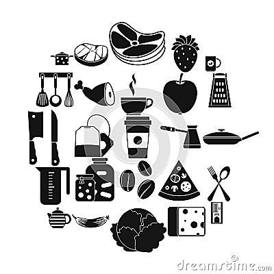 Culinary icons set, simple style Vector Illustration