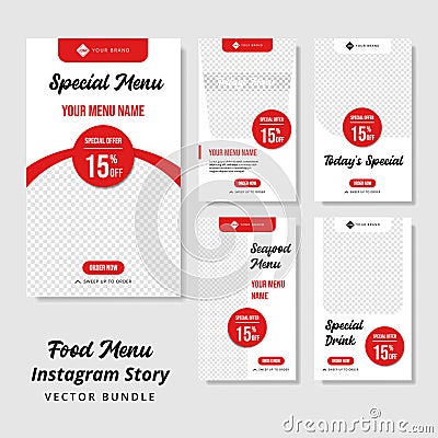 culinary instagram post collection. food banner design template Vector Illustration