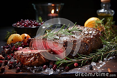 Culinary Masterpiece Elevating Grilled Delights to Visual Gastronomic Excellence Stock Photo