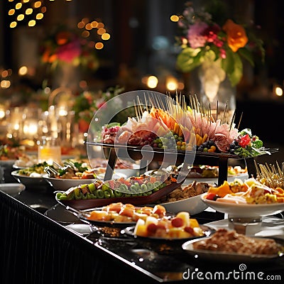 Culinary Masterpieces: Artistry in Reception Dining Stock Photo