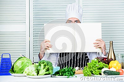 Culinary recipes book concept. Improve cooking skill. Useful book for cooking. Start culinary career. Ultimate cooking Stock Photo