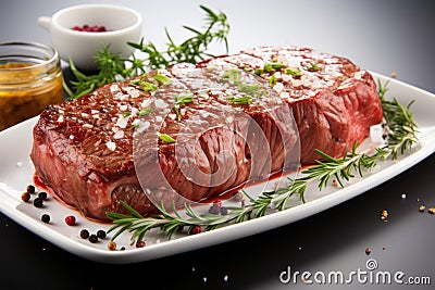 A Culinary Symphony: The Marvelous Composition of Roasted Meat in a Fantastic Display. Generative AI Stock Photo