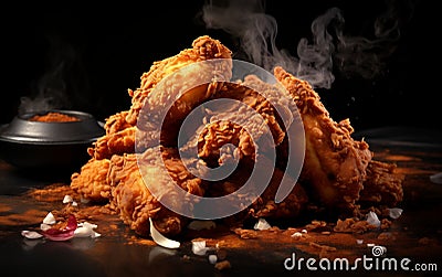 Culinary Temptation: Fried Chicken Poster for Food Lovers. Generative By Ai Stock Photo