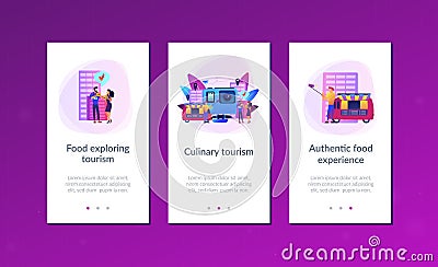 Culinary tourism app interface template. Vector Illustration
