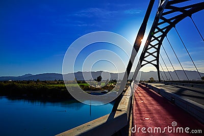 Cullera bridge over Xuquer Jucar river of Valencia Stock Photo