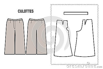 The culottes trousers for woman vector illustration. Vector Illustration