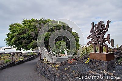 A culpture at Cesar Manrique Foundation, Canary Islands Editorial Stock Photo